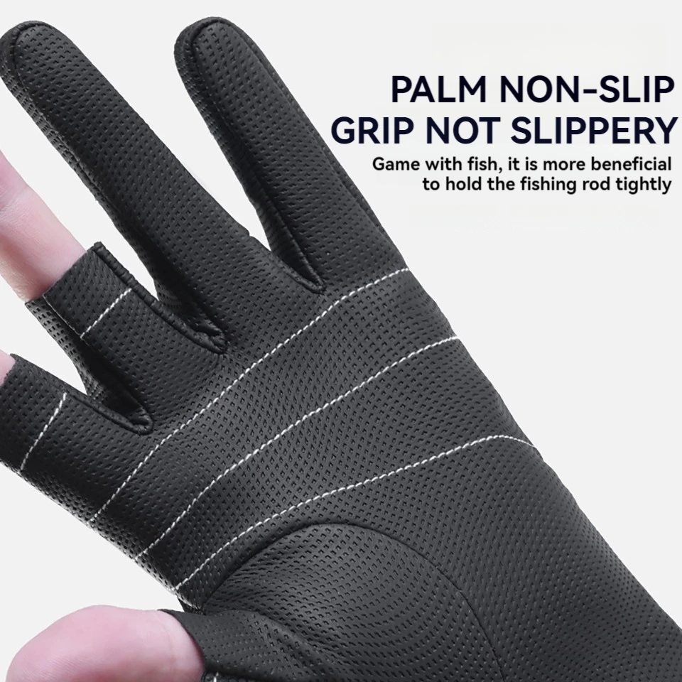 Autumn Winter Outdoor Sport Fishing Gloves Waterproof Fleecing Show Three Fingers Anti-slip Wear-resistant