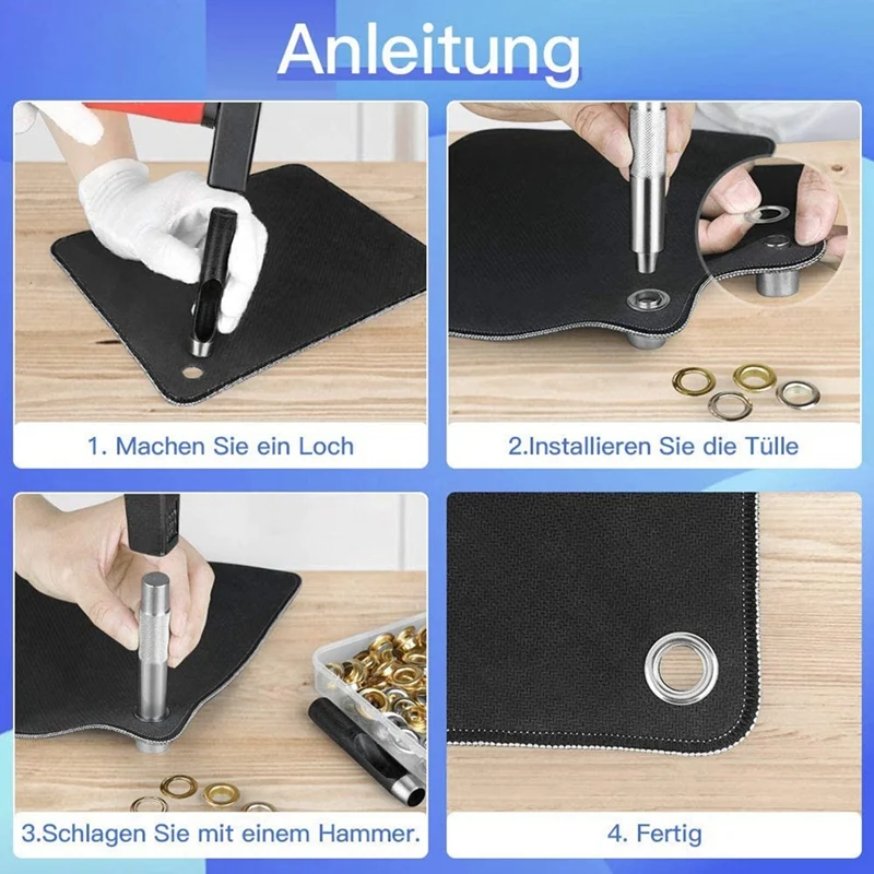 1 Set Of Hole Punch Tool Metal Eyelet Installation For Bag Hole Cloth Fabric Canvas Garment Diameter 12Mm Durable Easy Install