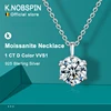 K.NOBSPIN 2.0ct VVS1 D Color Moissanite Necklace 925 Soild Sterling Sliver Chain with Certificate Fine Jewelry for Woman