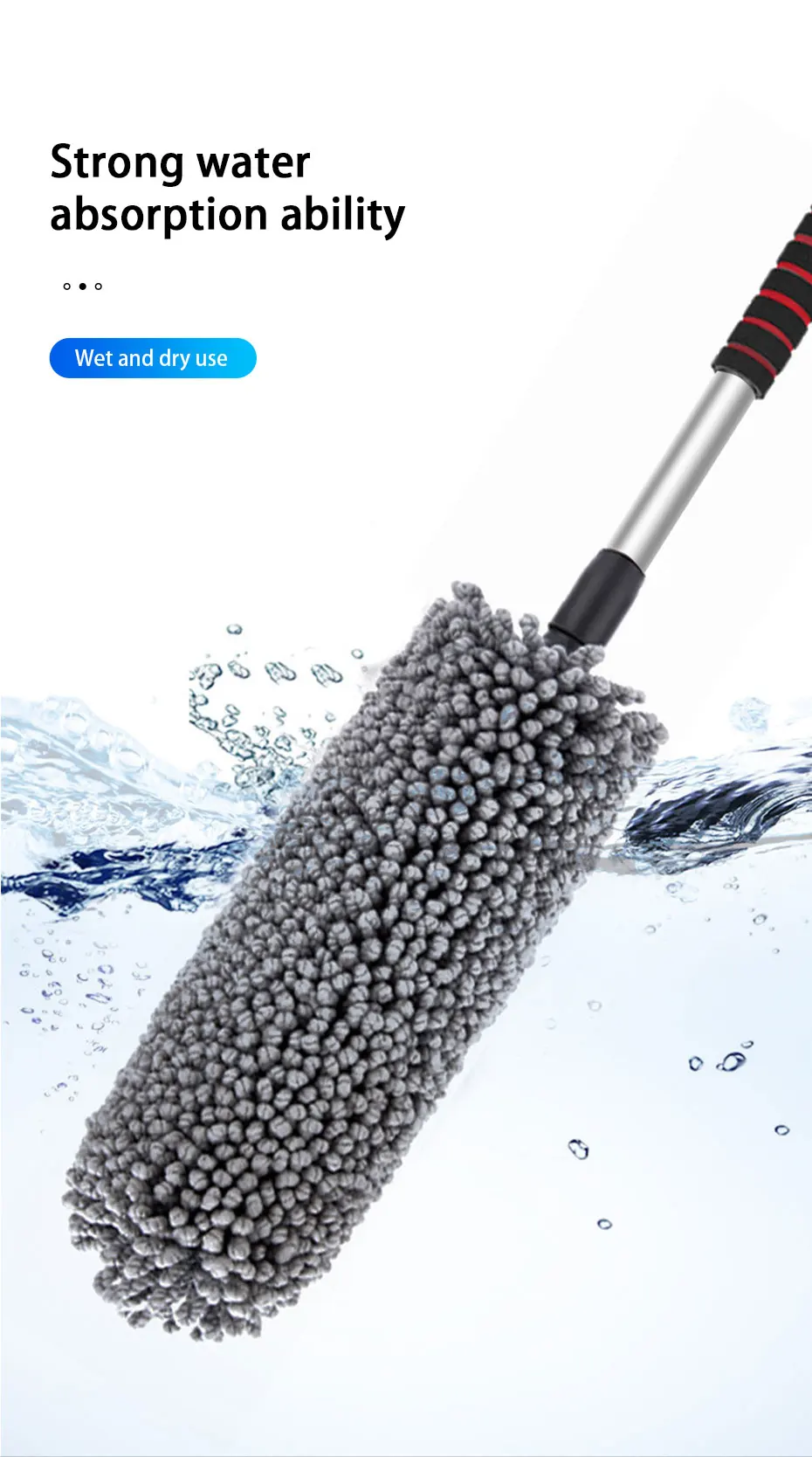SEAMETAL Auto Waschen Pinsel Mikrofaser Reifen Wäscher Multifunktionale Teleskop Rad Pinsel Stamm Staub Entferner Auto Reinigung Werkzeuge – Detail 8