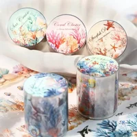 1Roll 2M Tape Ancient Forest Ocean Adventure PET Wind Conch Handbook Creative Landscaping Adhesives Scrapbook 45mm*2m 1