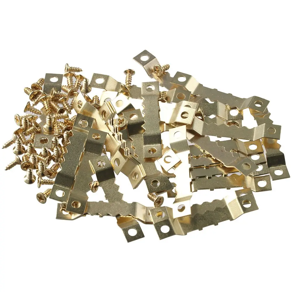 

Вешалка для золотистой рамки, подвесной металлический комплект с винтами, подвесной крючок, Небольшие вешалки для картин, картин, часов