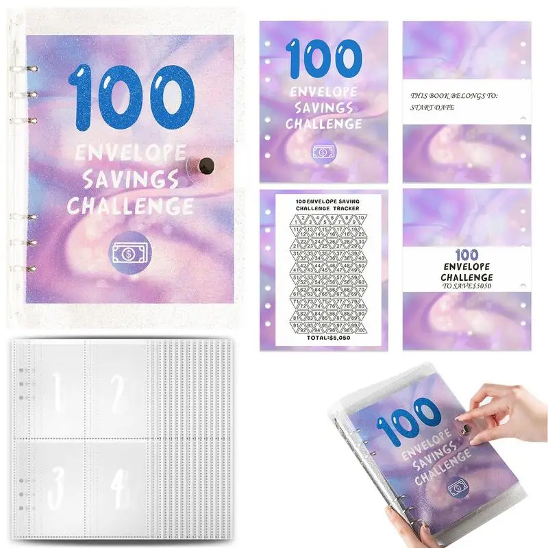 100 Challenge Envelope Binder Envelope Savings Challenge Money Saving Envelope Binder Money Saving Challenge Book Savings tool