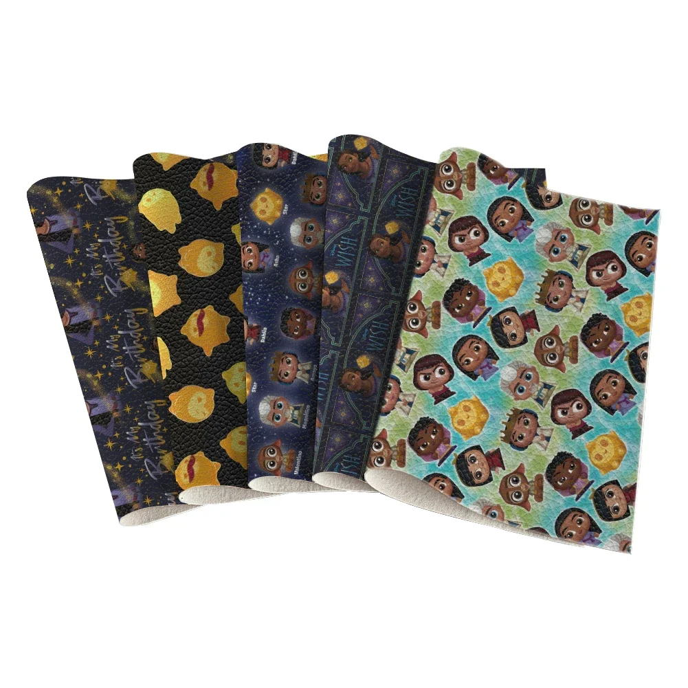

Disney Cartoon Wish Character Pattern Artificial Lychee Leather Pattern for DIY Jewelry Earring Craft Making 30*136cm