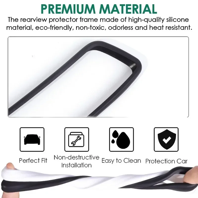 Rear View Mirror Protector Cover Car Interior Modification Silicone Rearview Mirror Protective Sleeve Frame For Tesla Model 3/Y