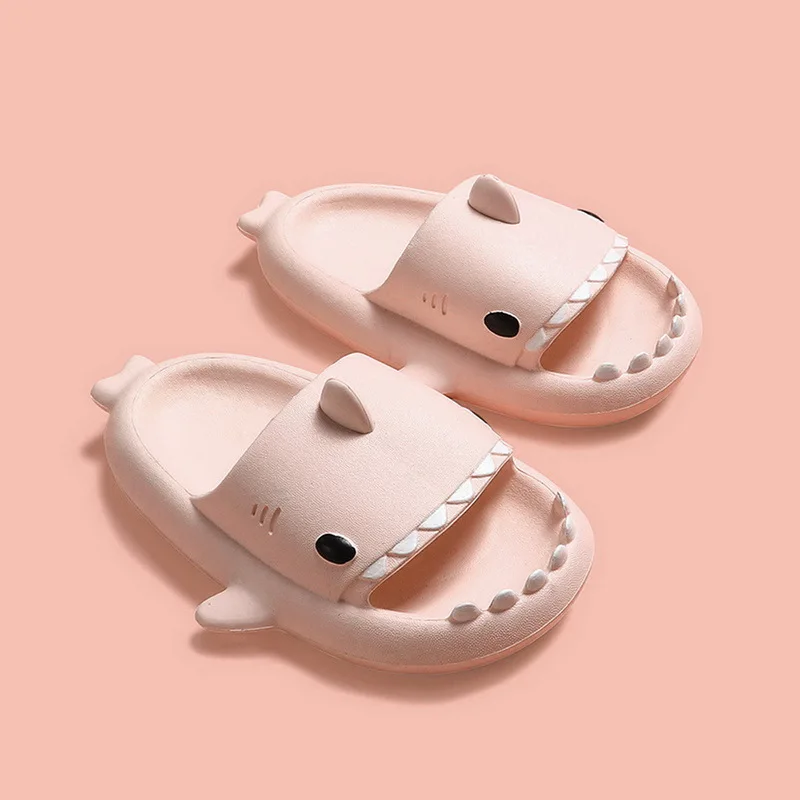 Summer Kids Slippers Cute Shark Slippers Bathroom Non-slip Outdoor Boys and Girls Beach Shoes Cool Flat Soft Fish Mouth Sandals girls leather shoes Children's Shoes