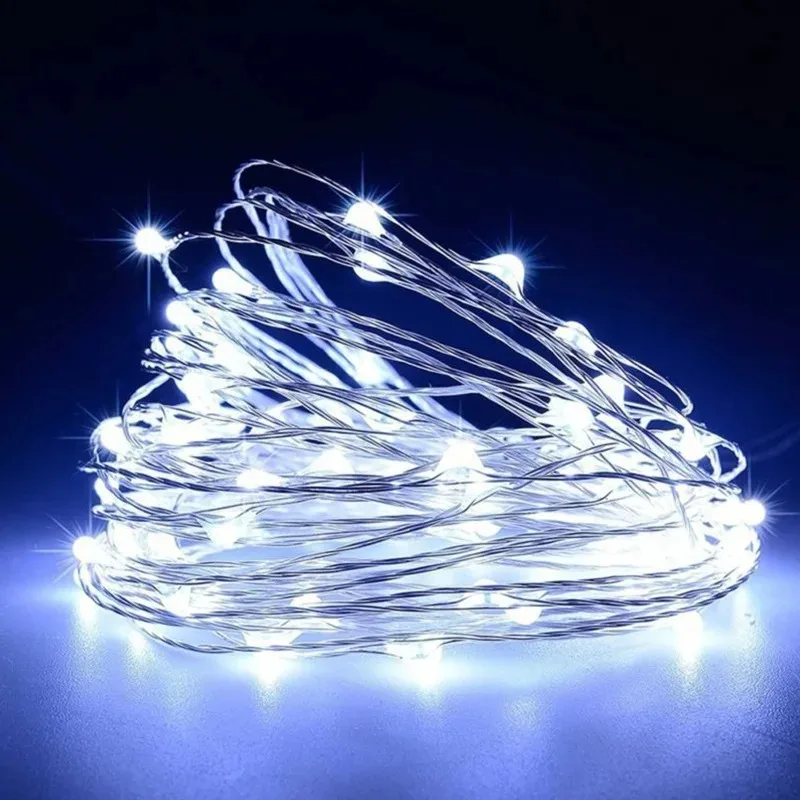 thumbnail image 1 of Cadena de luces LED de alambre de cobre de 1/2/3/5/10/30 m con alimentación por USB o por batería para dormitorio, jardín, fiesta, decoración de bodas, 1 of 5
