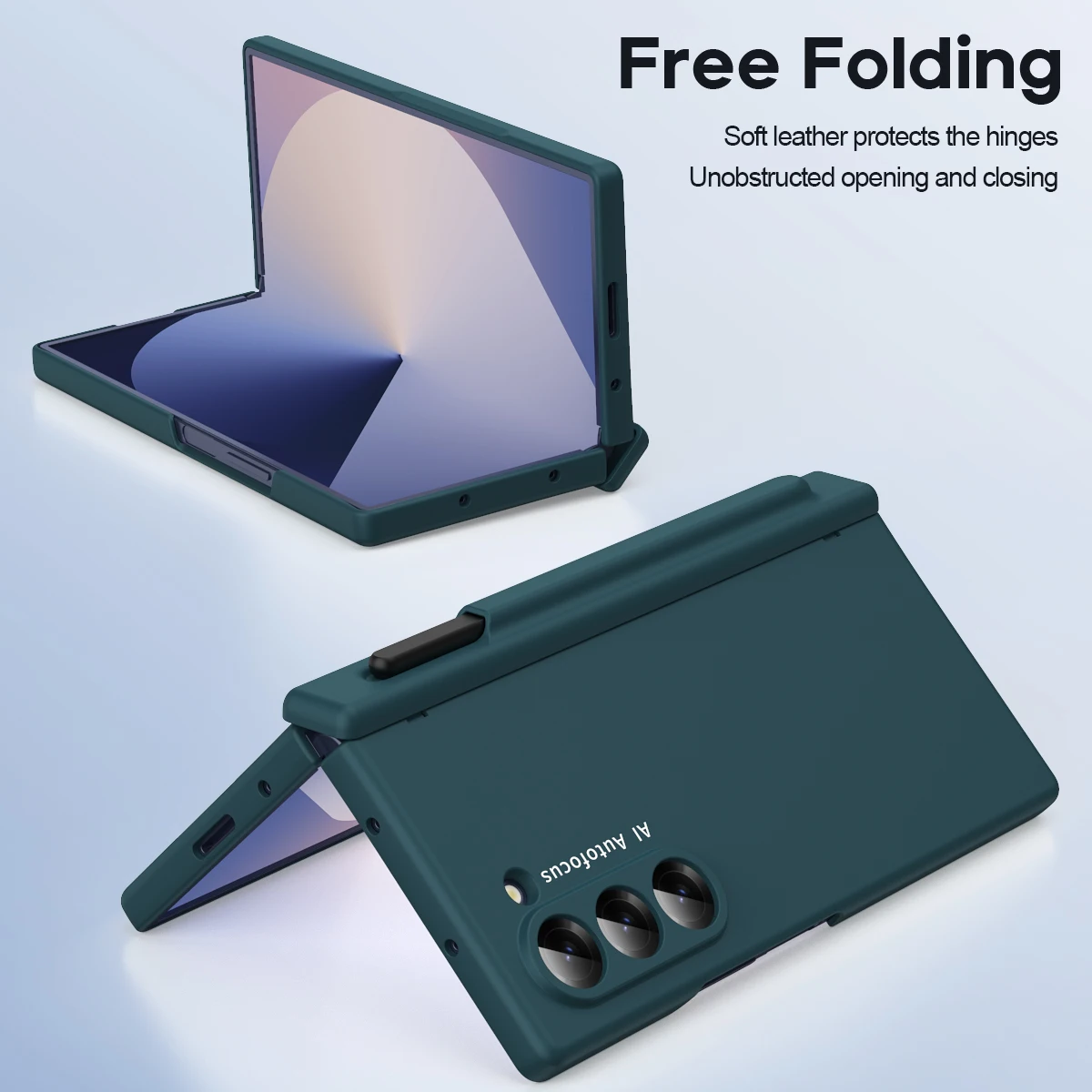 Macaron-stil frostat hårt PC-skal för Samsung Galaxy Z Fold 6 5 4 3 2 med glasskärmskydd med pekpenna_voghion.com