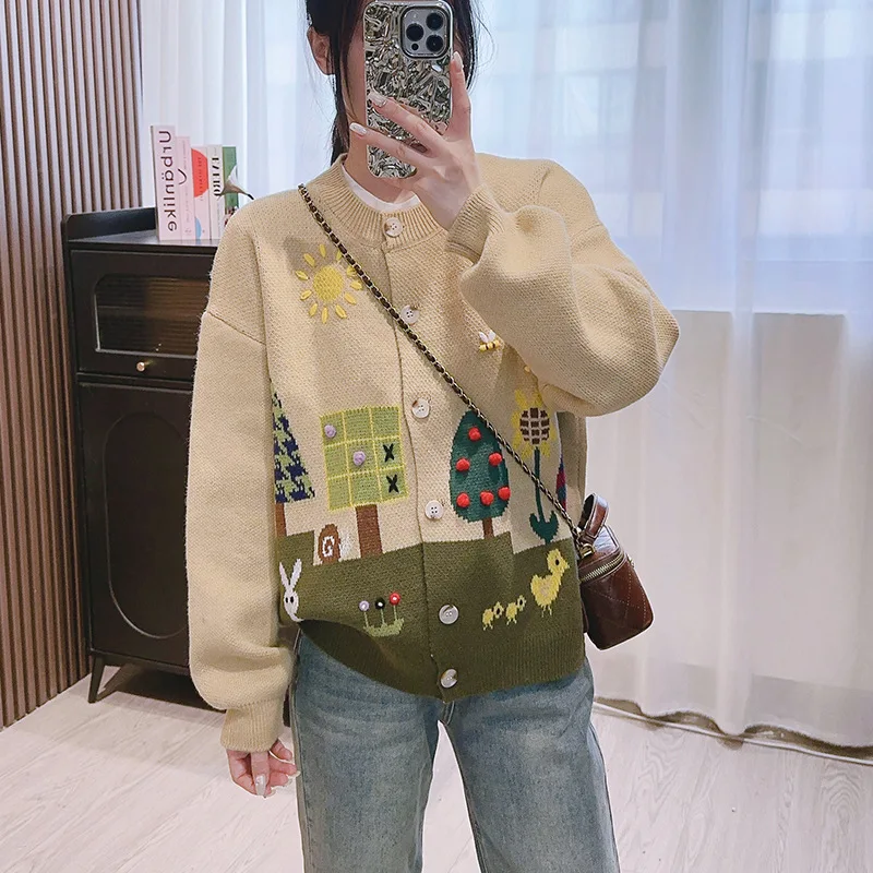 Ropa Sueter Con Solo Mangas Cárdigan Bordado 3d De Un Solo Pecho