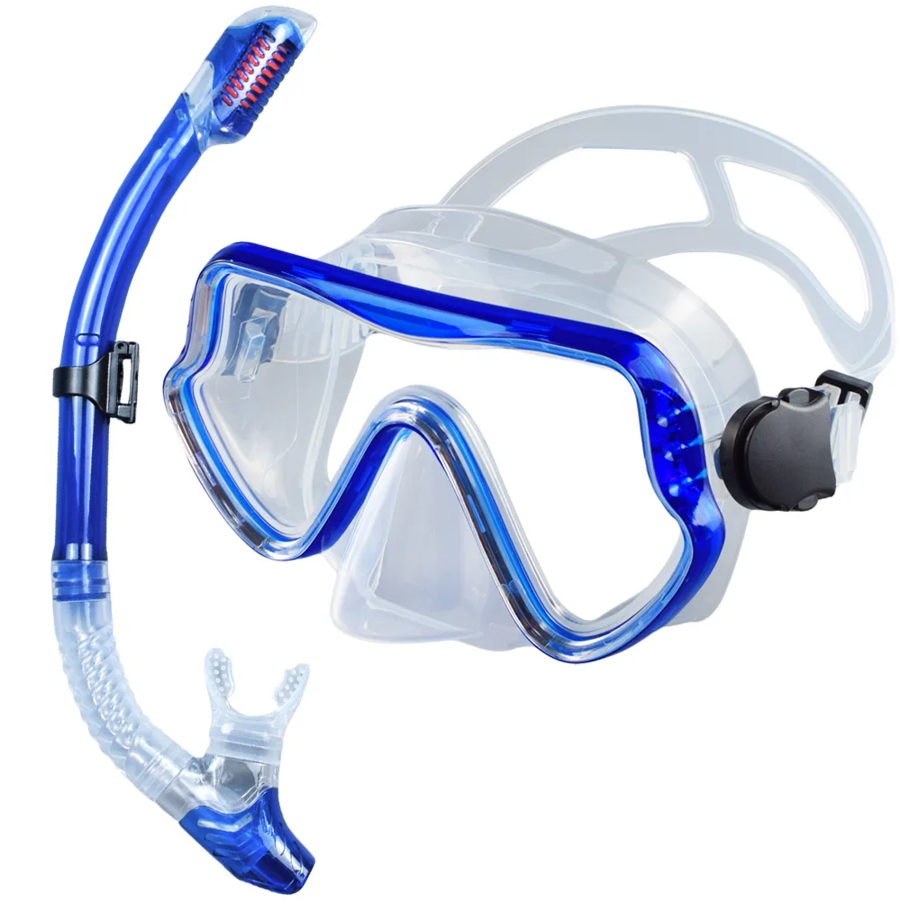 Adult Panoramic View Scuba Mask & Snorkel Set for Professional Diving and Swimming Training