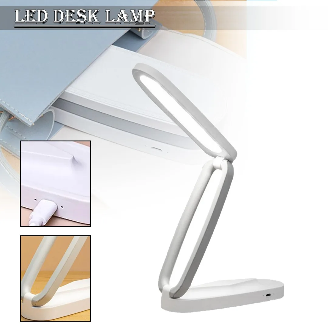 

New 3 Color 3 Brightnesses Plastic Material Dimmable Foldable Portable Table Lamps Two Rechargeable Modes Bedside Reading Lamp
