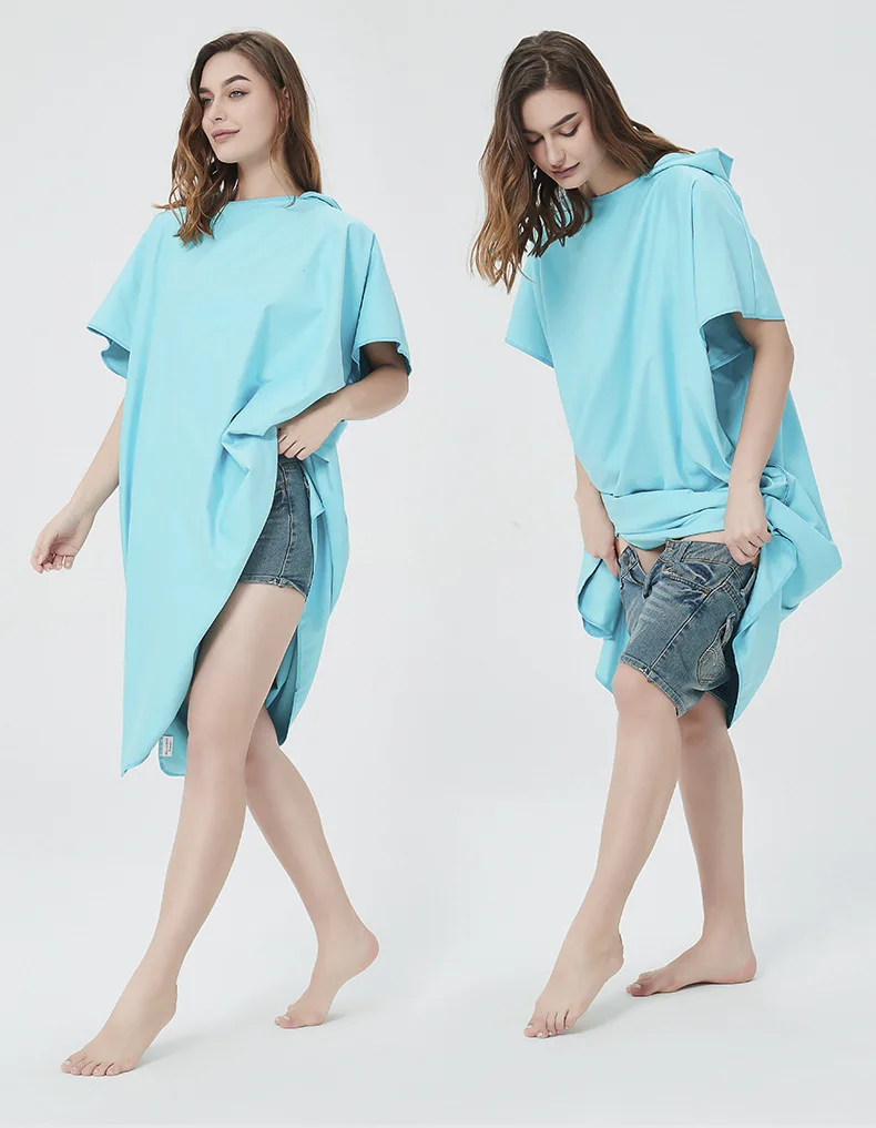 Quick-drying cloak double-sided fleece hooded bath towel Absorbent quick-drying diving swimming beach adult change bathrobe