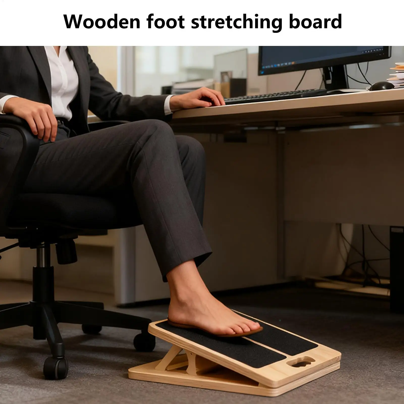 Calf Stretch Board Foldable Wood Adjustable Plantar Stretching Block for Training Workout Pilates Yoga