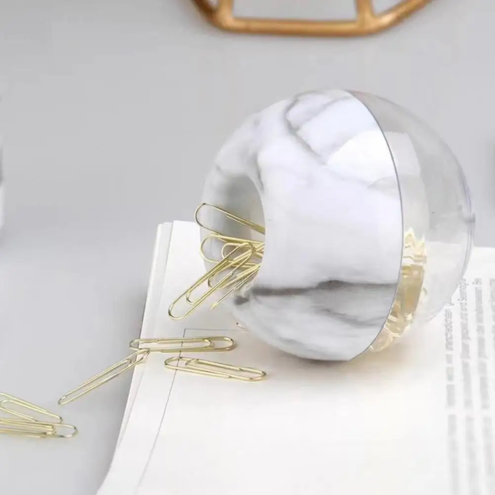 Transparent Paper Clip Holder Magnetic Paper Clip Holder Stylish Round Desktop Organizer with 100 Clips for Office Supplies
