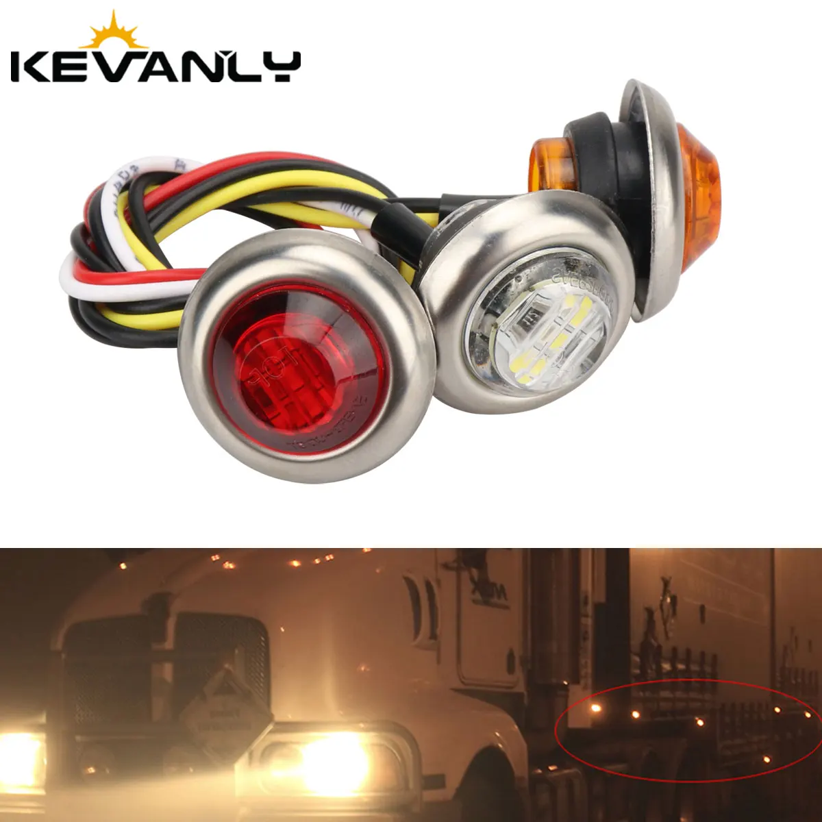 

24V Indicators LED Side Marker Lights Warning Tail Light Car External Trailer Truck Lorry Clearance Turn Signal Lamp white amber