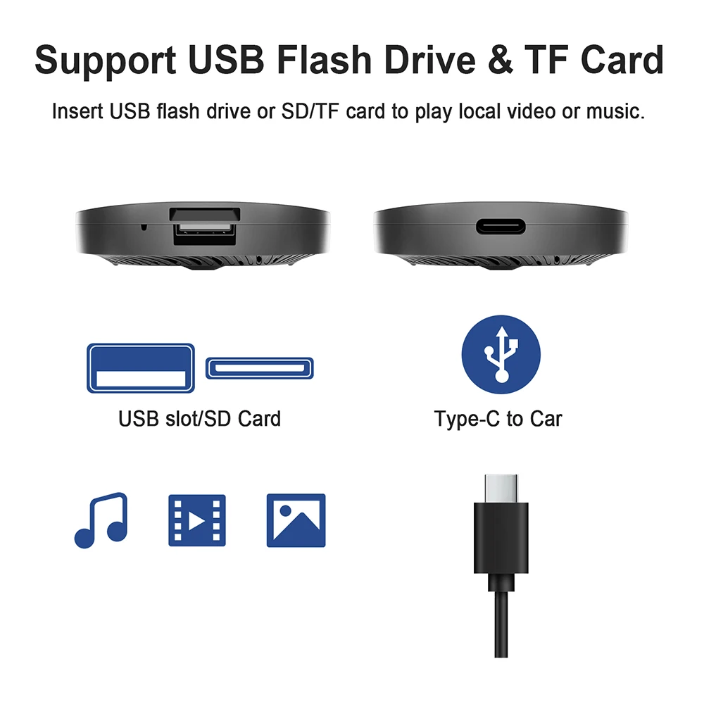 Adattatore Wireless CarPlay 5 In 1 Con Netflix E YouTube | Plug & Play AI Box 2GB+16GB Per Auto 2016+
