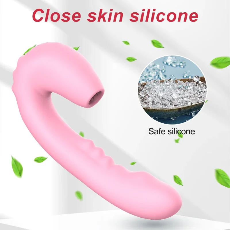 2 in 1 Licking Machine Clitoris Stimulator G-Spot Powerful Vibro Dildo Wand Female Clit Sucker Adult Sex Toys Vibrator for Women