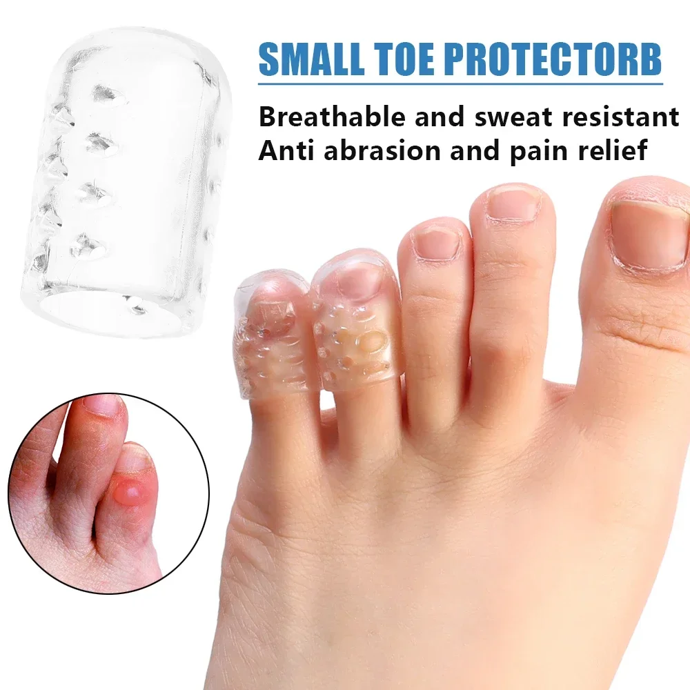50PCS Transparent Breathable Toe Covers Silicone Prevents Blisters Toes Tube Elasticity Anti-Friction Foot Care Toes Protectors silicone toe protector