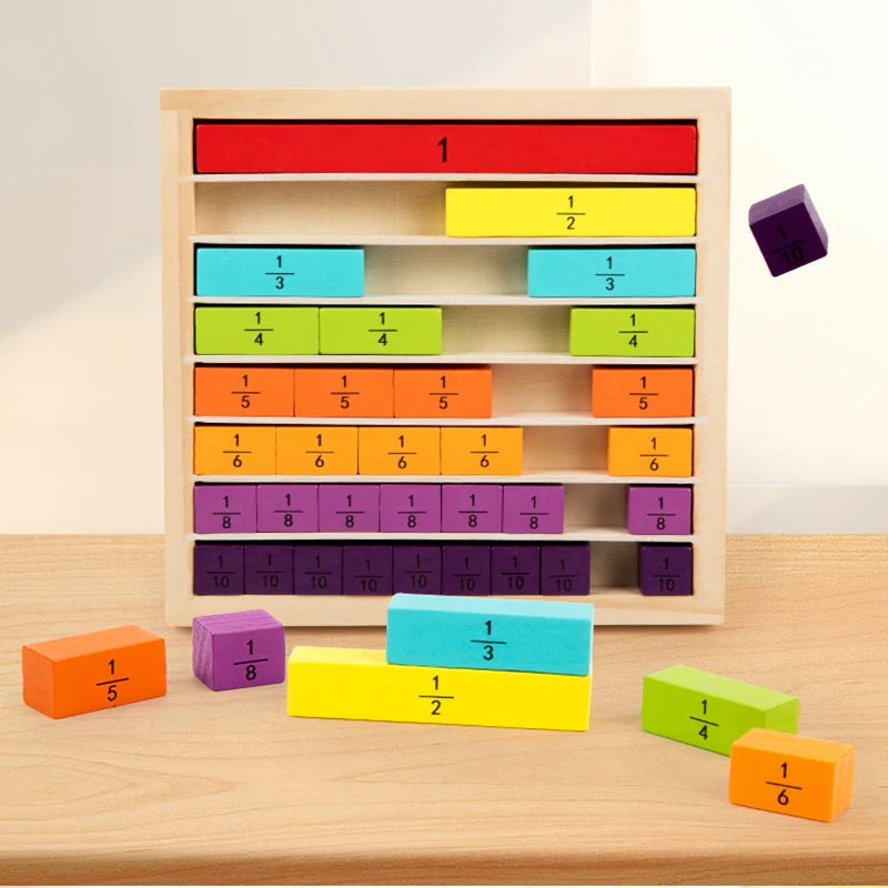 Fraction Learning Math Toys Wooden Strip Puzzle Board Arithmetic Teaching Aids Cognitive Educational Toys Gifts For Children