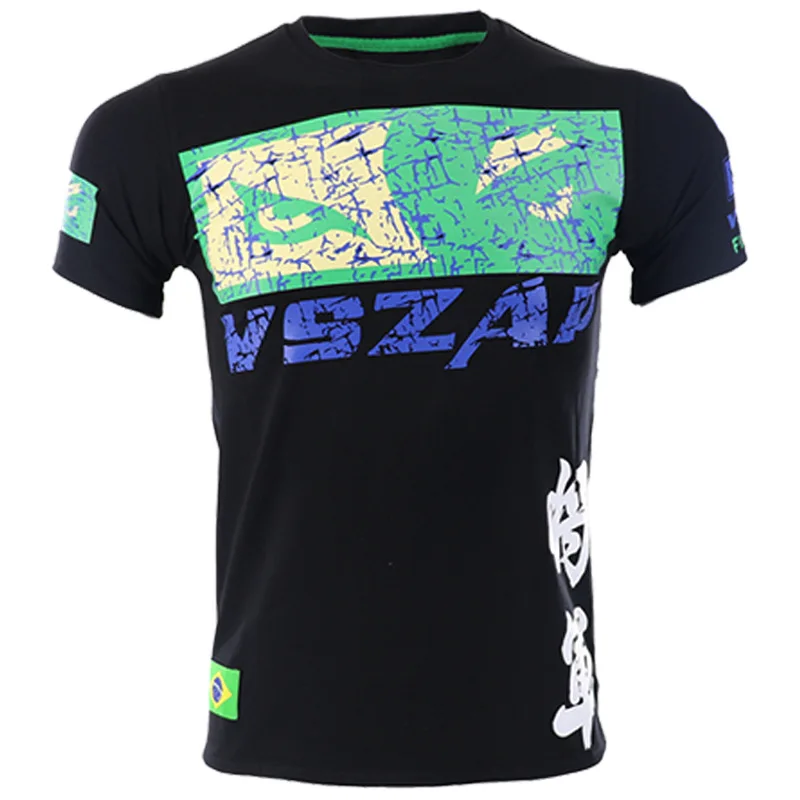 Sports apparel mens t shirt BJJ rash guard Vszap mens Jiu Jitsu MMA compression top fightwear short sleeve combat boxing training Muay Thai T Shirt S-4XL