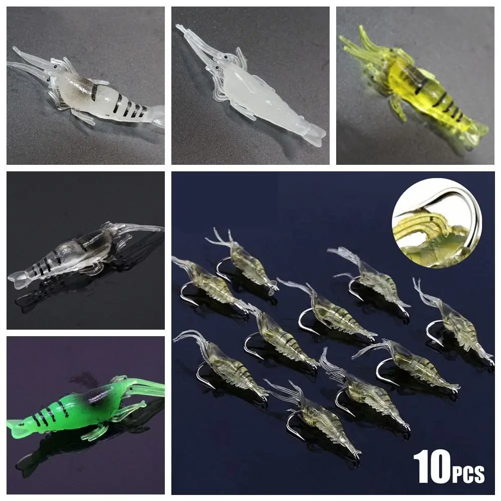 

10pcs Soft Simulated Shrimp Silicone Luminous Shrimp Fishing Bait Mini 4cm Shrimp Fishing Lures Fishing Carp