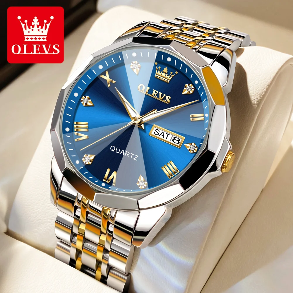 OLEVS Orologio Uomo Acciaio Inox - XLYUK-SS-G6898 - Quarzo, Cronografo, Vetro Minerale, Impermeabile 30m