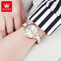 OLEVS 5872 mode marque de luxe Quartz montre pour femme élégant en céramique or Rose robe étanche montre pour femme Relogio Feminino 4
