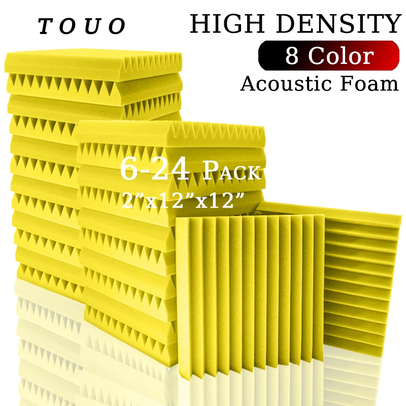 

TOUO Studio Soundproofing Acoustic Foam Wedge Wall Panels 6-24 Pcs Sound Insulating Tiles Noise Canceling Foam For Recording