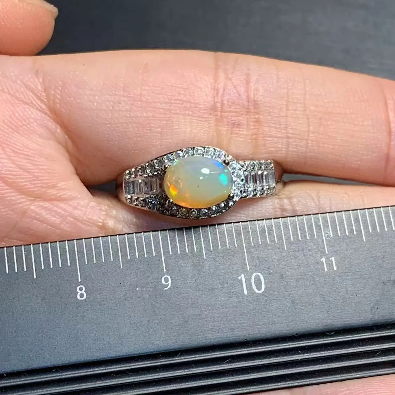 MM Natural Opal Ring Adjustable Female Ring Jewelry for Women Gift Wholesale High Quality Vintage Fine