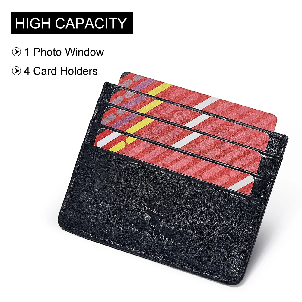KAVIS Genuine Cow Leather Credit Card Wallet With Thin For Men High-capacity Card Slots Case ﻿Casual Exquisite Holder