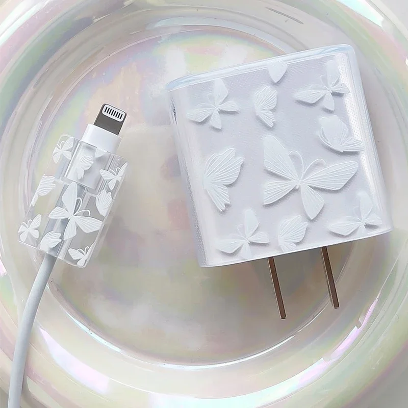 For Apple 18W 20W USB-C Power Adapter Charger Protective Case Cable Protector Cover for IPhone 11 12 13 14 Pro Butterfly Charger