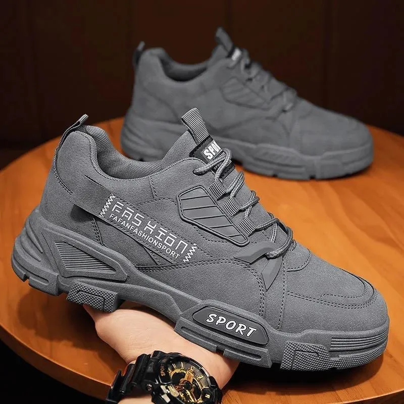 2024New Men Sneakers Light PU Leather Casual Shoe Non-slip Platform Vulcanized Shoes for Men Safety Work Shoes Zapatillas Hombre