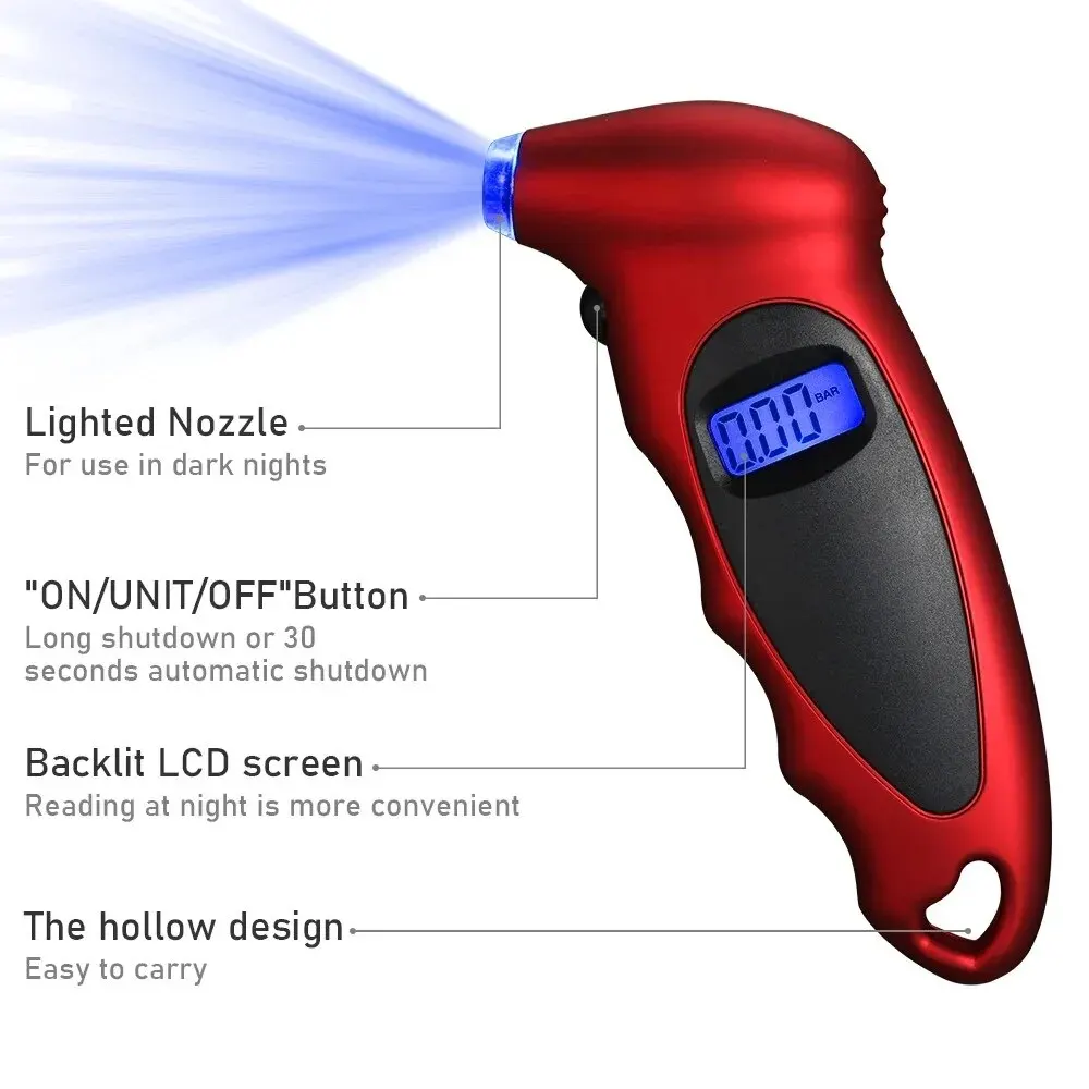 Car Mini Digital Tire Pressure Gauge Motorcycle Bike Tire Diagnostic Tool LCD Display Pressure Tool PSI Kpa tire pressure gauge