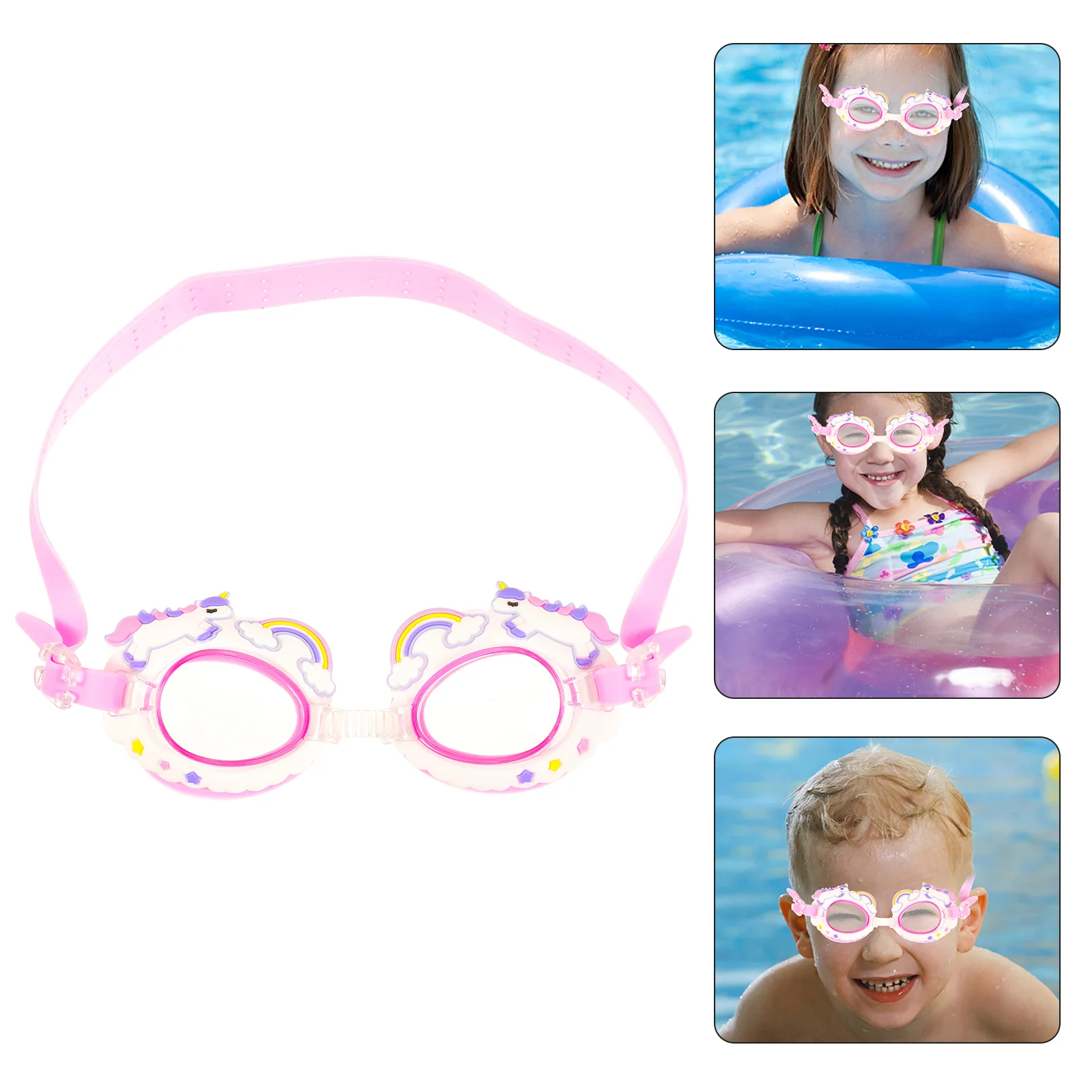 

Детские плавательные очки для девочек милые Мультяшные животные Водонепроницаемая розовая Радужная лошадь для детей малышей ПВХ