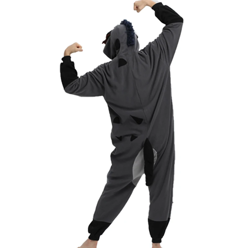 Hyena animal cosplay game costume kigurumi men one piece pajamas donkey halloween christmas party hooded cartoon pajamas