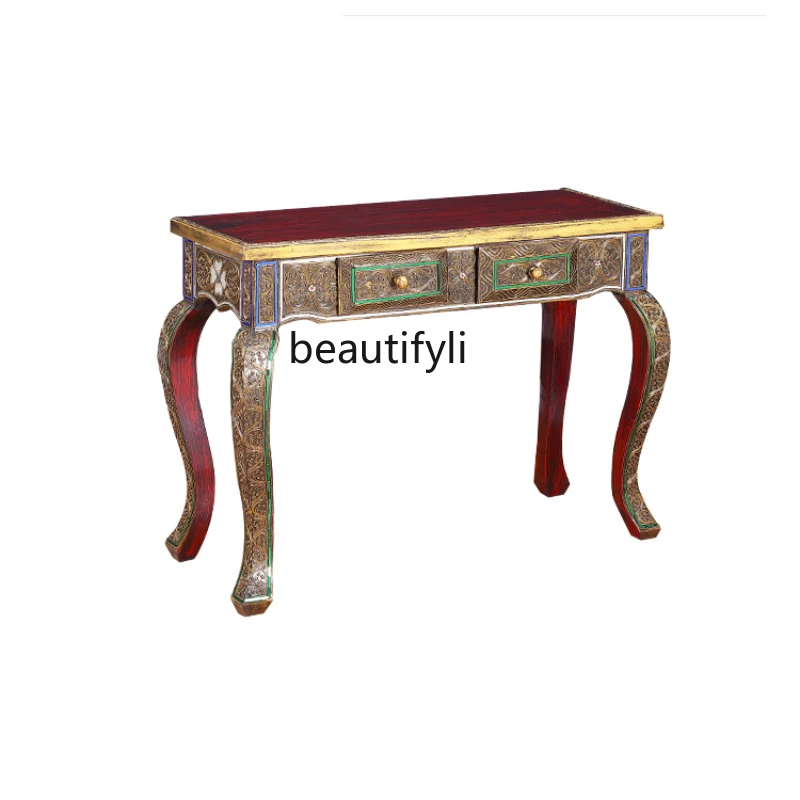 

Hand Carved Chinese Retro Solid Wood Desk Altar Living Room Console Tables