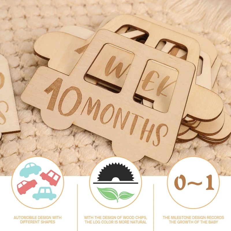 maternity photography packages near me 15pcs/set Baby Milestone Cards Car Shape Wooden Infants Birth Growth Record Card Handmade Newborn Birth Gift Photography Props hand & footprint makers at home	