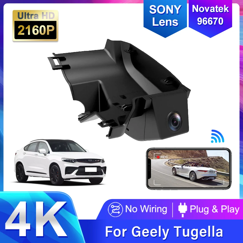 

4K 2160P Car DVR 24H Wifi Video Recorder 2K Dash Cam Camera For Geely Tugella Xingyue FY11 260T 300T 350T 2020 2021 2022 2023