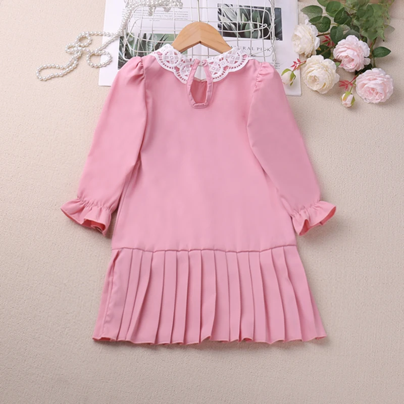 

Humor Bear Girls' Long Sleeved Dress With Lapel, European and American Princess Style Vestidos Casual Outfit 2-6Y