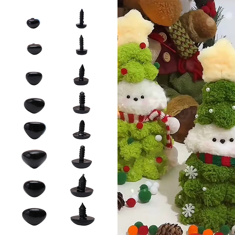 아크릴 타원형 삼각형 스레드 동물 눈 개 코, DIY 인형 장난감, 귀여운 곰 버튼 장난감, DIY 인형 액세서리, 10-50 세트