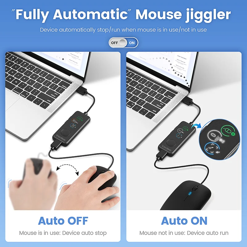 Jiggler do Mouse Totalmente Automático Mouse Usb Mover com Tela hd Contagem Regressiva Ajustável e tr Absoluto Indetectável 100 - Imagem 2