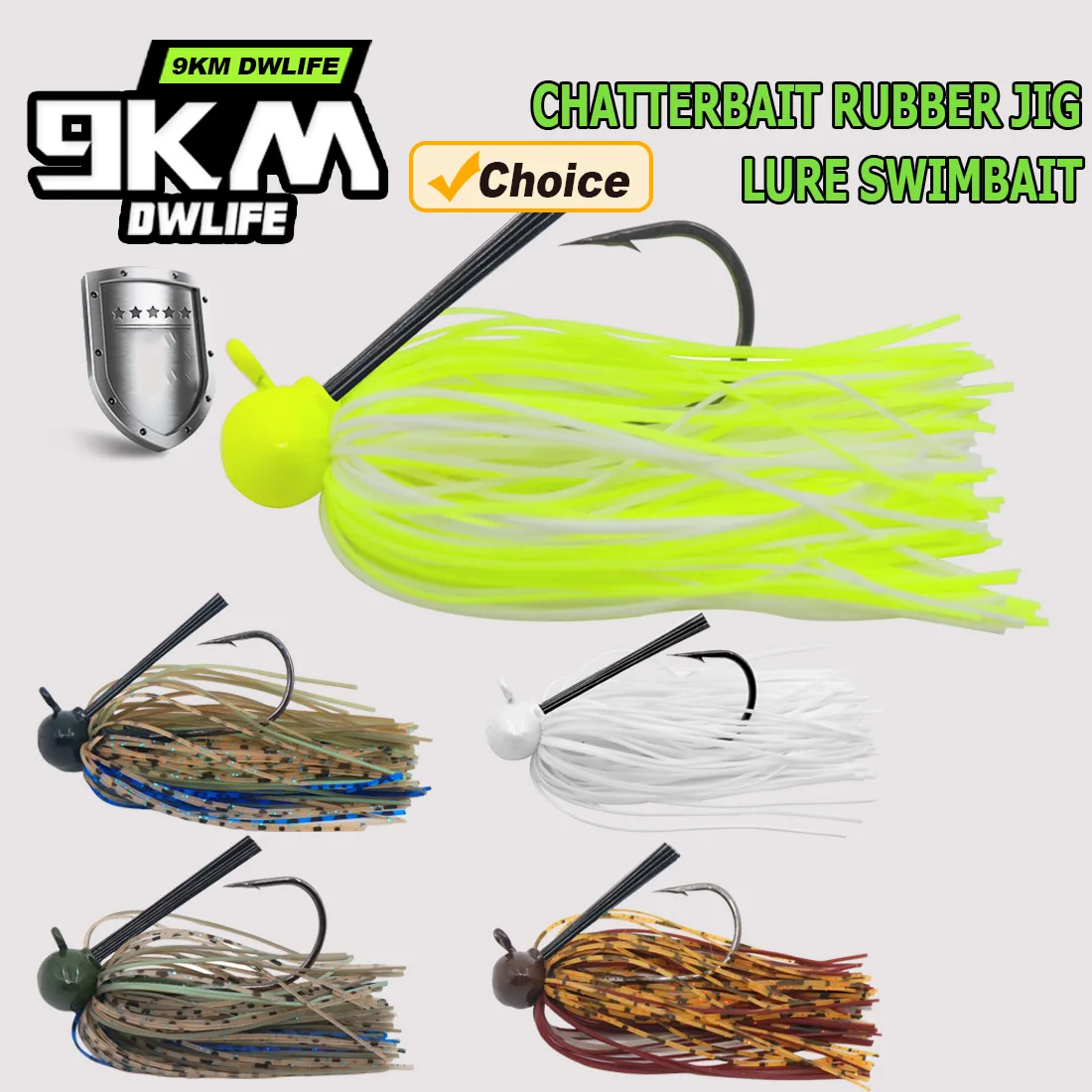9KM Chatterbaits Gummi-Jig Football Jig Head Köder PVC-Blätter Swimbait Angelköder mit Silikonröcken für Barschangeln Salzwasser