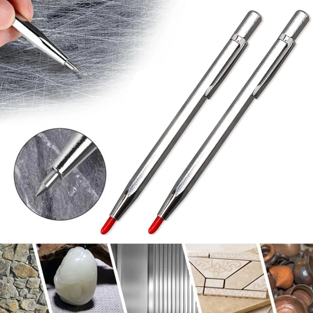 

2pcs Glass Cutting Tool Diamond Glass Cutter Carbide Scriber Hard Metal Tile Machine Lettering Pen Engraver Glass Scriber Pen