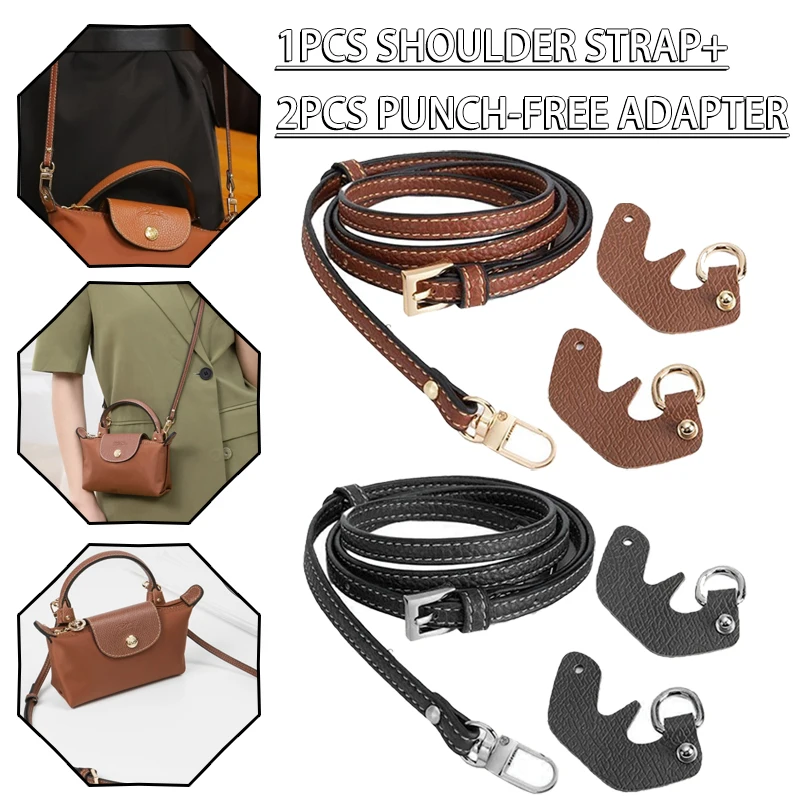 

New Two-layer Cowhide Purse Straps Replacement Adjustable Shoulder Strap Punch-Free Adapter Easy Install Handbag Accessories