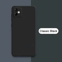 Luxury Square Liquid Silicone Phone Case - Double Liner Soft Coque Bag for Samsung F05 (Classic Black)