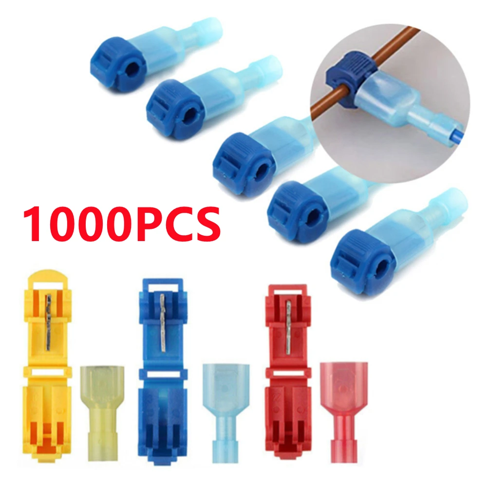 

100/1000PCS Quick Splice Electrical Wire Connectors T Tap Wire Cable Terminals Crimp Quick Snap Splice Lock Car Audio Kit
