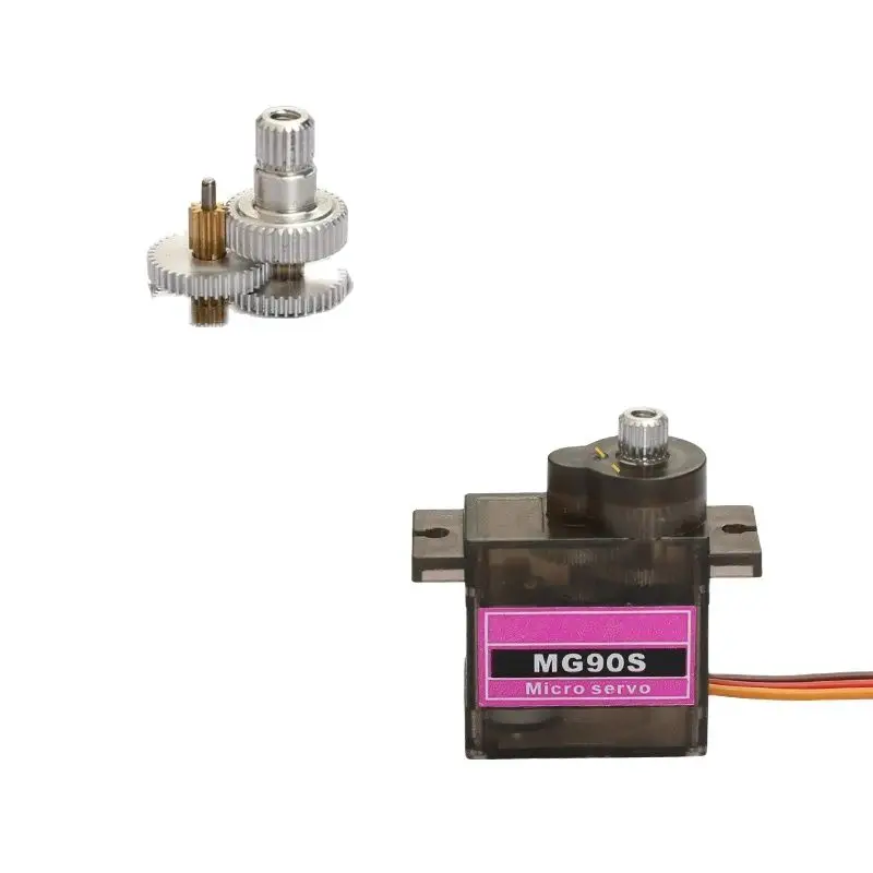 Angle du servo MG90S 9g tout engrenage métallique 180° avec les engrenages métalliques visibles sous le carter