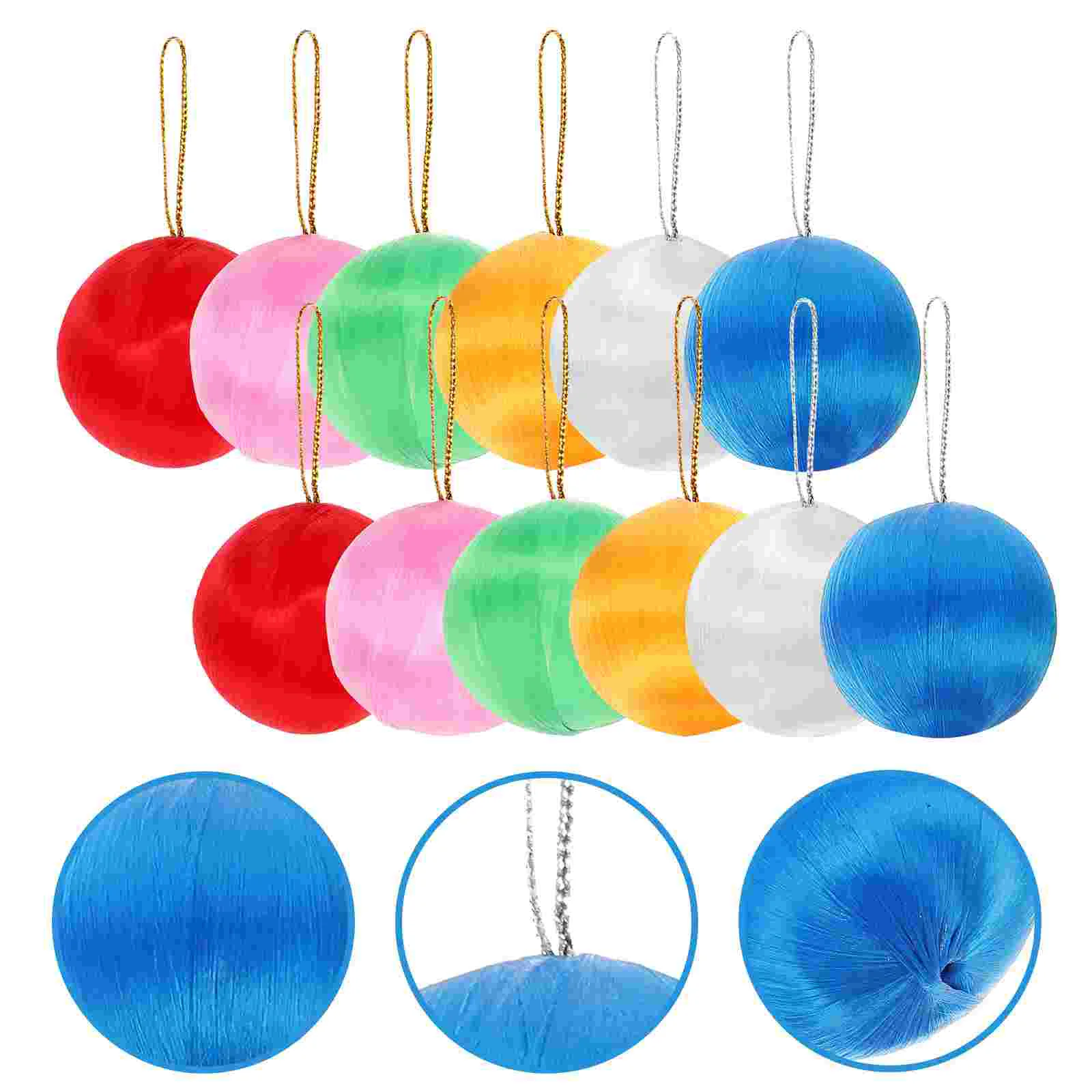 

4cm Silk Thread Balls Christmas Pendant Colorful Christmas Snowball Hanging Pendant Christmas Tree Hanging Balls (Random)