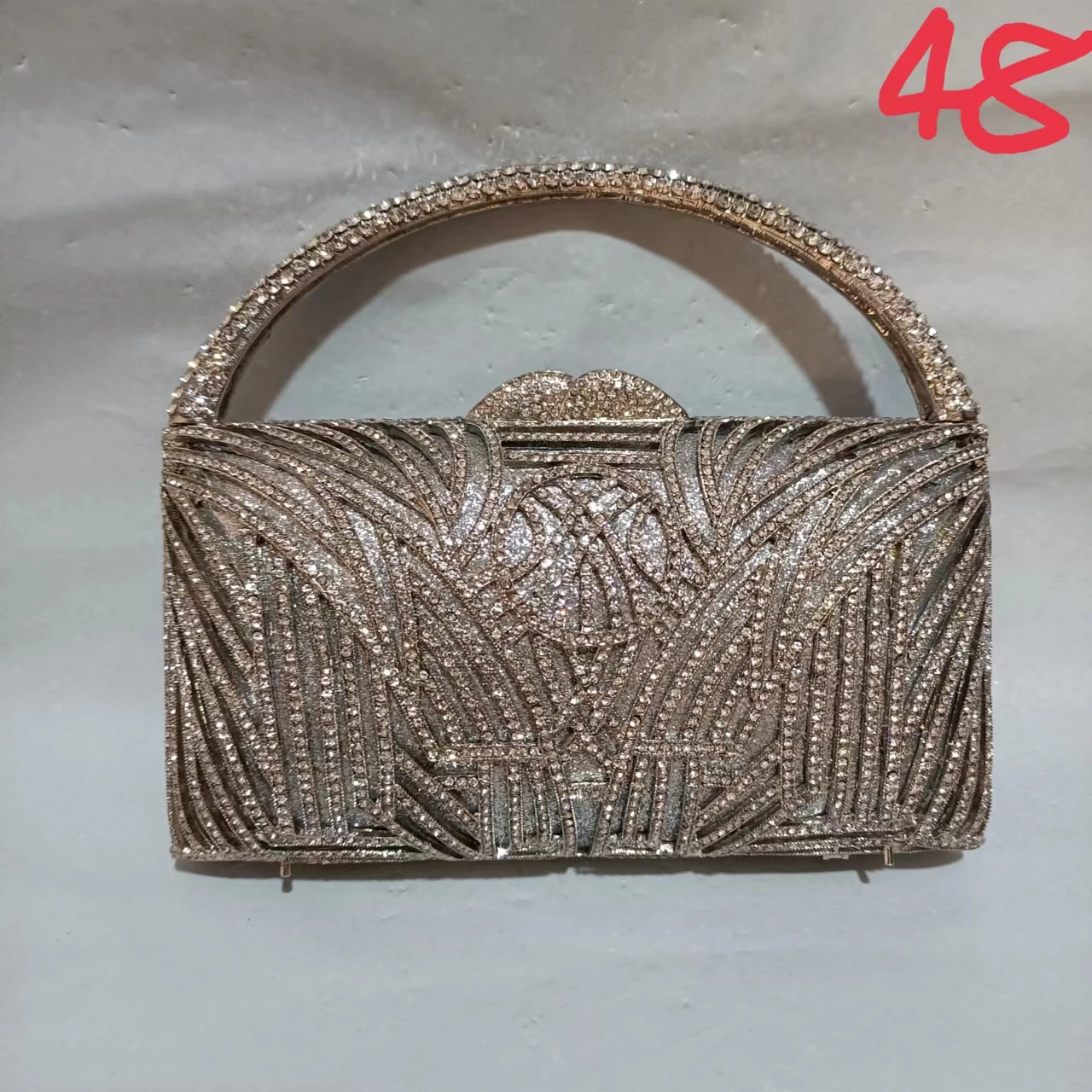 de mano con diamantes de imitación para mujer, cartera de mano de plata ahuecada con diamantes de imitación para boda, bolso de Gala elegante para fiesta, regalo de piedra de cristal| | -