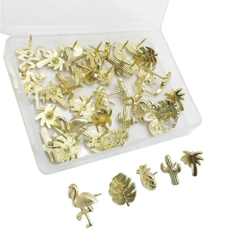 

30Pcs 3D Metal Pushpins Set 5 Styles Decorative Thumb Tack Photo Wall Decoration Supplies for Home Kindergarten School F0T1